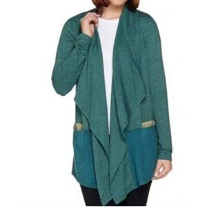 100 Lounge Womens Teal Open Front Cardigan S